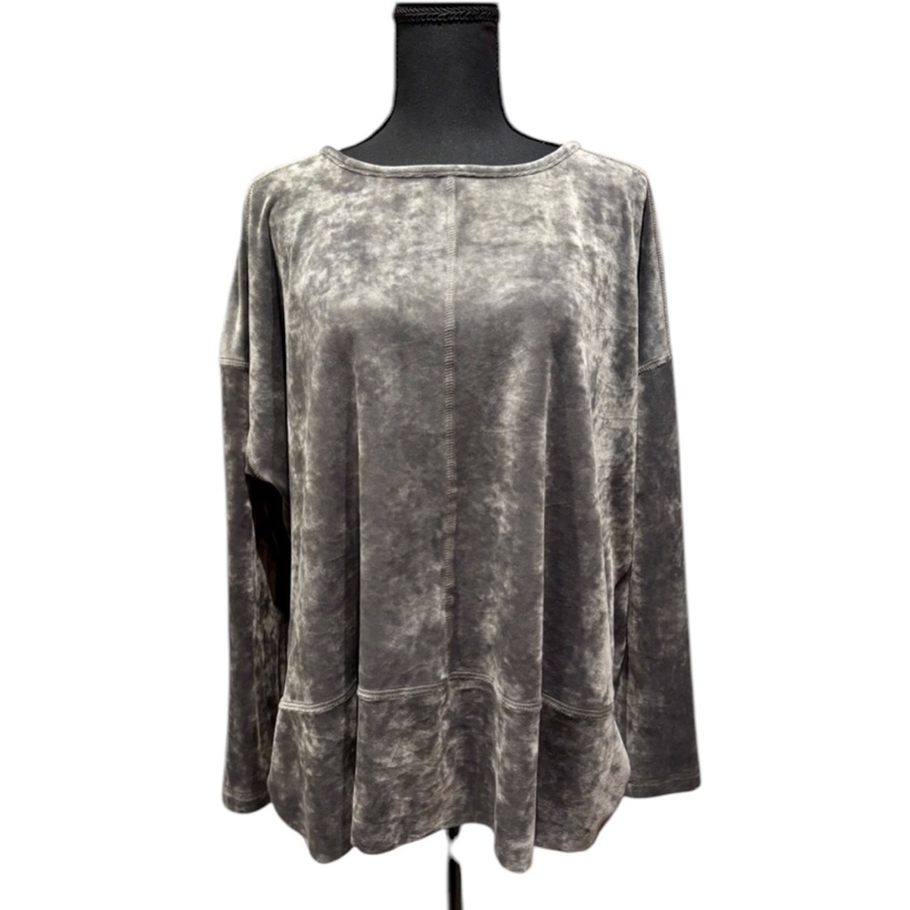 Snoskins USA Women’s Gray Velvet Velour Long Sleeve Tunic Top SOFT COZY LARGE